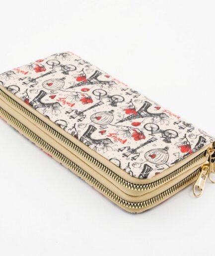 Billetera estampada larga doble cierre B5101
