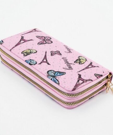 Billetera estampada larga doble cierre B5103