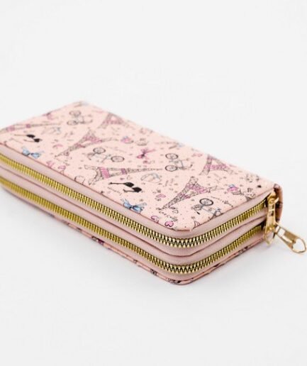 Billetera estampada larga doble cierre B5106
