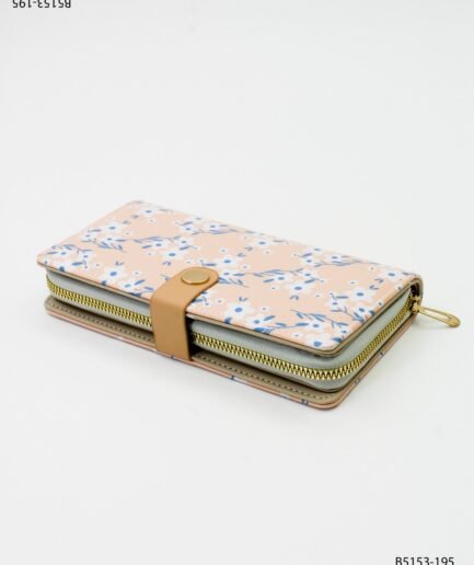 Billetera floral con cierre dorado y broche B5153