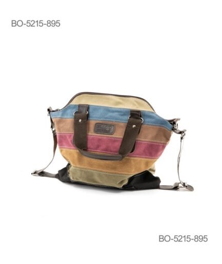 Bolso de lona multicolor con franjas horizontales BO5215