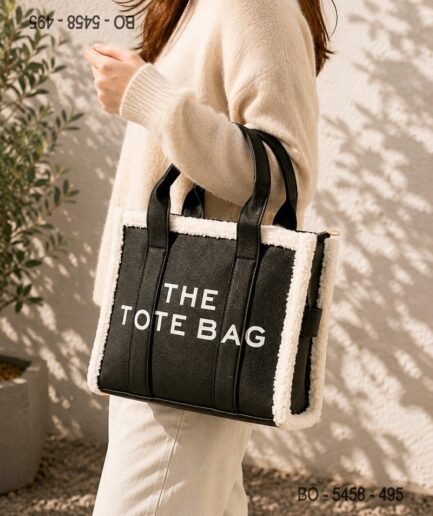 Bolso Tote negro con Shearling BO5458
