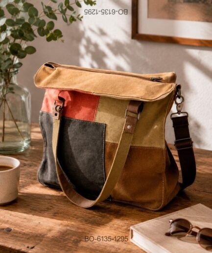 Bolso Tote Multicolor con Diseño Patchwork y Cierre Superior BO6135