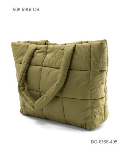 Bolso Tote Acolchado de Gran Capacidad en Tono Verde Oliva BO6168