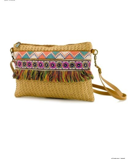 Bandolera con franja de patrón geométrico C3844