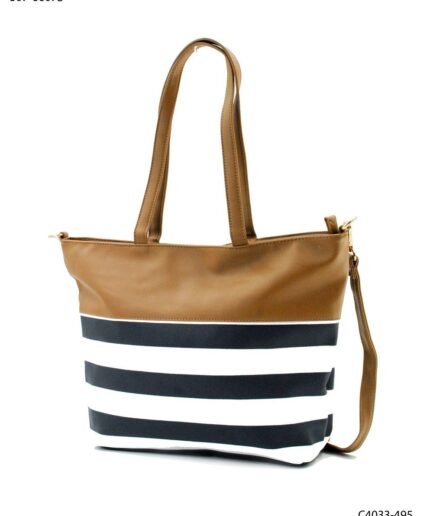 Bolso combinado con rayas C4033