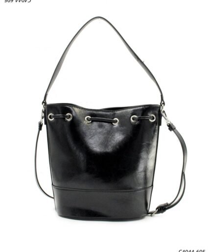 Bolso tipo bucket en cuero sintético negro C4044
