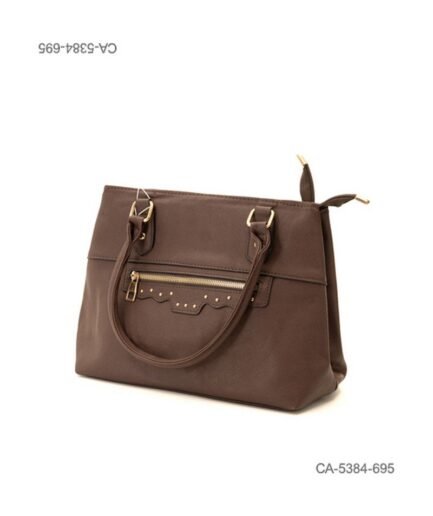 Cartera De Mano Marrón Mujer Con Cierre Frontal Y Tachas CA5384