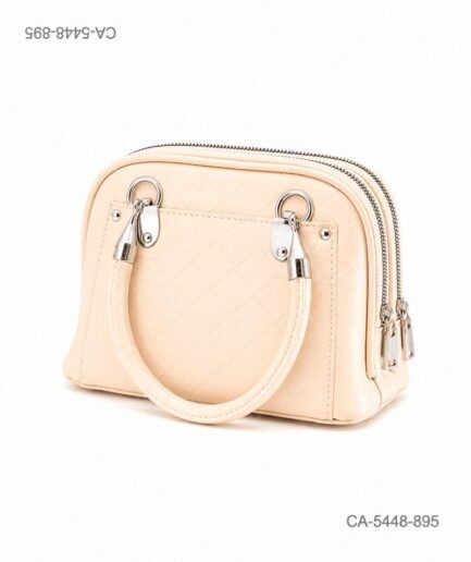 Cartera De Mano Marfil Mujer Con Triple Cierre Y Textura Rombos CA5448