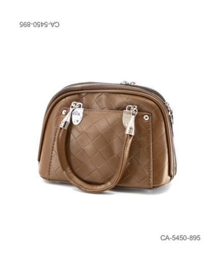 Cartera De Mano Marrón Mujer Con Triple Cierre Y Textura Rombos CA5450