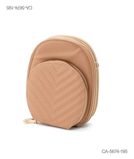 Mini Bandolera Compacta “Chevron Fresh” – Ecocuero Suela, Doble Compartimento y Costuras en Relieve CA5674