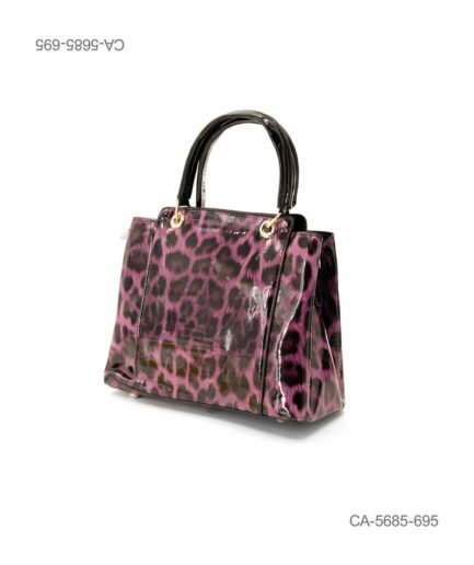 Cartera Satchel Glaze "Animal Print" – Audacia, Brillo y Estilo Urbano en Violeta y Negro CA5685