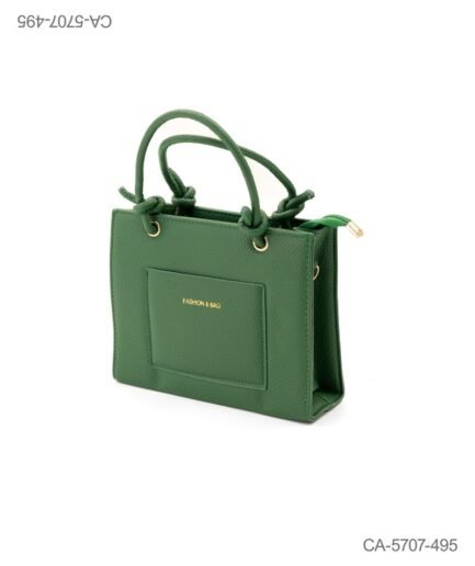 Cartera Tote Mediana "Emerald Knot" – Cuero Sintético Texturado, Tono Verde Esmeralda, Bolsillo Frontal y Manijas con Nudos CA5707