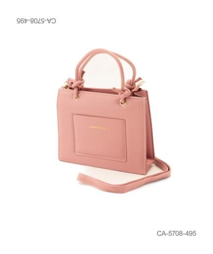 Cartera Tote Mediana – Cuero Sintético Texturado, Tono Rosa Viejo, Bolsillo Frontal CA5708