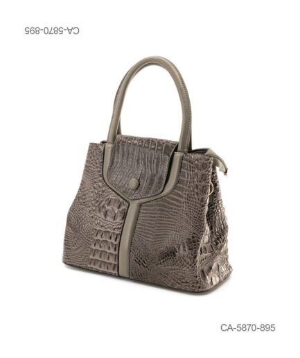 Cartera de Mano con Textura de Cocodrilo - Elegancia Gris CA5870