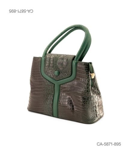 Cartera de Mano con Textura de Cocodrilo - Elegancia Verde CA5871