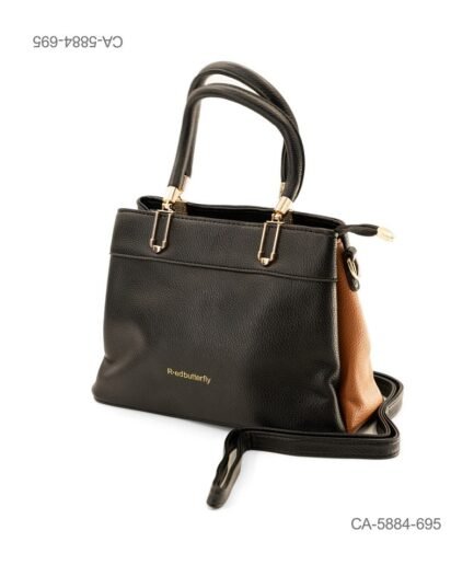 Cartera de Mano Elegante con Combinación de Colores - Negro y Marrón CA5884