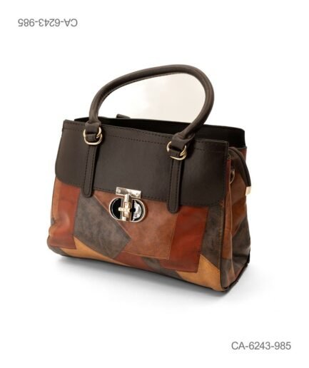 Bolso de Mano Estructurado con Diseño de Parches - Tonos Tierra CA6243