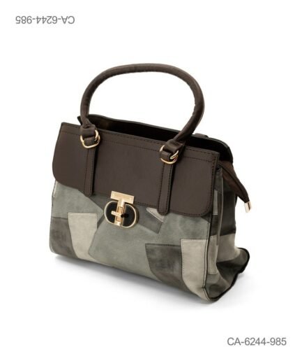 Bolso de Mano Estructurado con Diseño de Parches - Tonos Grises CA6244