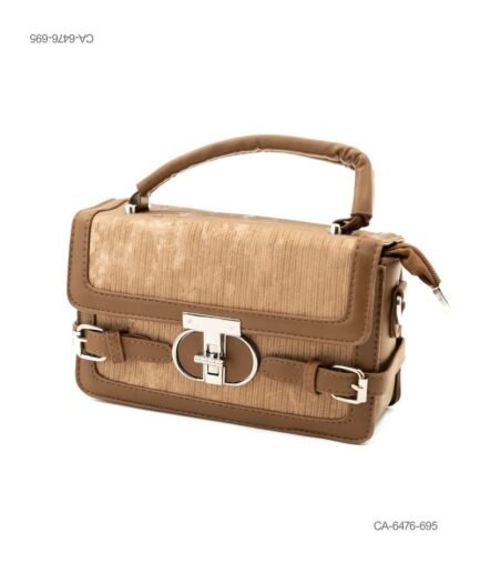Bolso tipo Satchel con Textura Rústica y Hebillas Decorativas CA6476