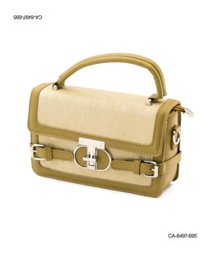 Bolso tipo Satchel con Textura Rústica y Hebillas Decorativas CA6497