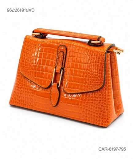 Cartera estructurada en acabado suela con textura tipo cocodrilo CAR6197