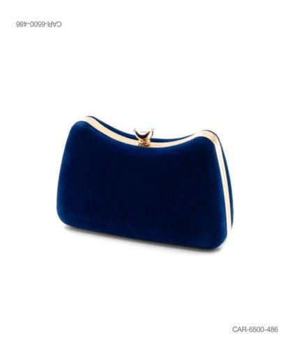 Cartera de Fiesta en Terciopelo Azul Noche con Marco Metálico Dorado CAR6500