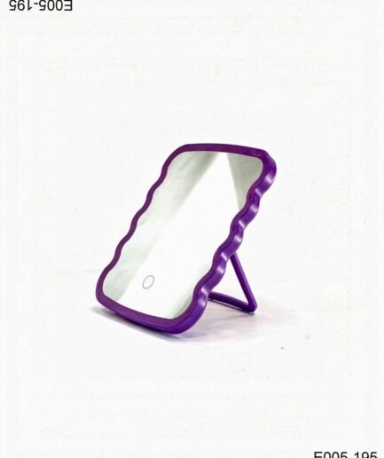 Espejo rectangular con marco ondulado violeta y soporte E005