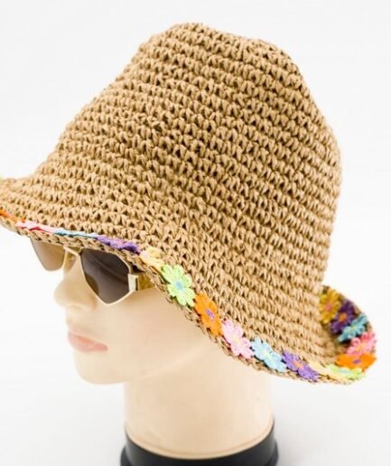 Sombrero de rafia con un tejido abierto y rústico C5580
