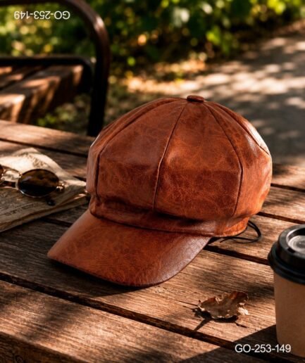 Gorra Estilo Parisino (Gavroche) en Ecopiel Texturizada - Color Terracota GO253