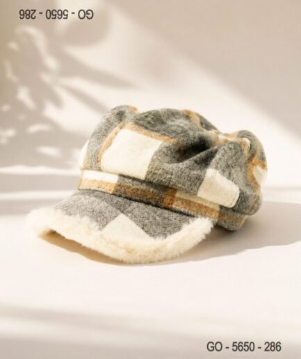 Gorra Newsboy de Cuadros Multicolor con Visera de Pelo Sintético GO5650