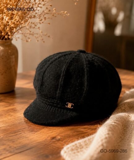 Gorra Estilo Parisino (Gavroche) en Tejido de Punto Suave - Color Negro GO5969