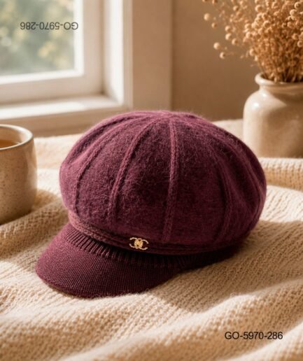 Gorra Estilo Parisino (Gavroche) en Tejido de Punto Suave - Color Vino GO5970