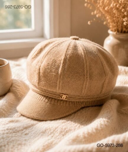 Gorra Estilo Parisino (Gavroche) en Tejido de Punto Suave - Color Beige Claro GO5973