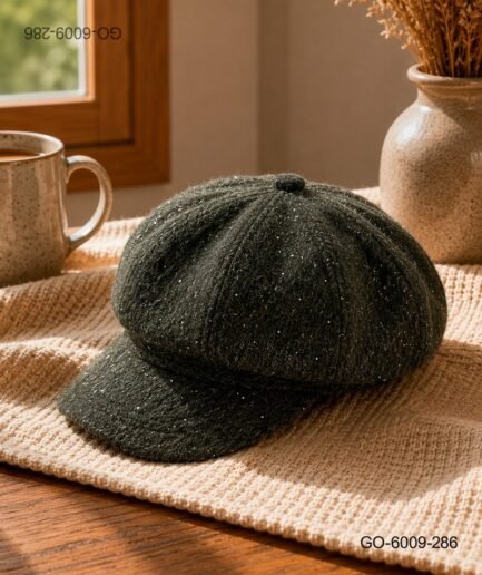 Gorra Estilo Parisino (Gavroche) en Lana con Destellos – Color Verde GO6009