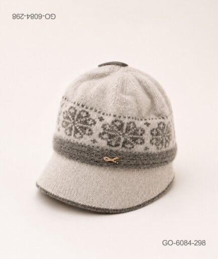Gorra Estilo Parisino (Gavroche) en Lana Tejida con Diseño – Color Gris GO6084