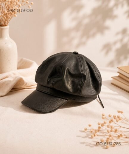 Gorra Estilo Parisino (Gavroche) en Piel Sintética – Color Negro GO6174