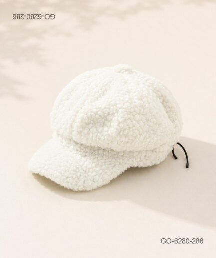 Gorra Estilo Parisino (Gavroche) en Textura tipo Borrego (Sherpa) – Color Blanco GO6280