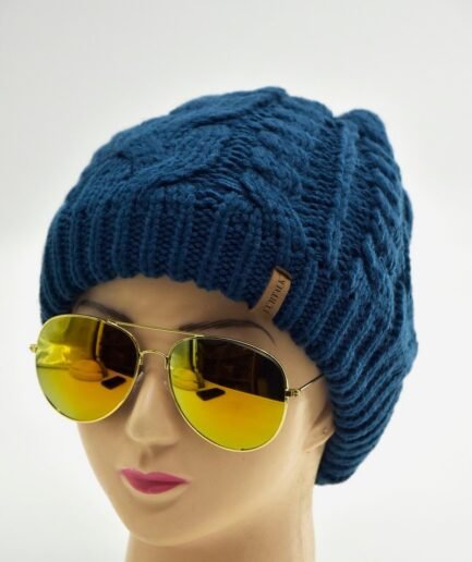 Gorro tejido azul con diseño trenzado GOR012