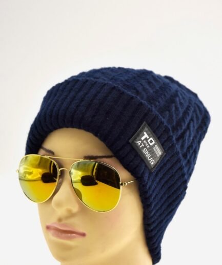 Gorro de punto trenzado azul marino GOR023