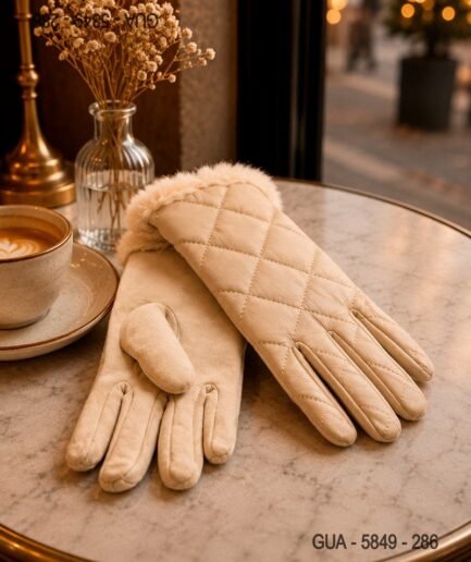 Guantes Beige Acolchados con Piel GUA5849