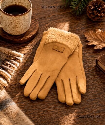 Guantes Premium "Nordic Story": Acabado en gamuza camel con borde texturizado GUA5967