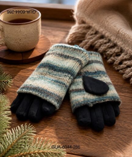 Guantes 2 en 1 "Nordic Story": Diseño convertible a mitón con tejido a rayas. GUA6044