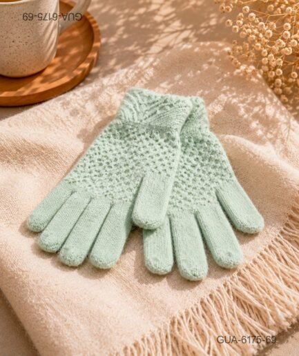 Guantes de Punto con Patrón Geométrico - Color Menta GUA6175