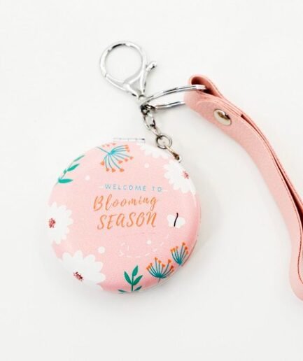 Llavero espejo redondo con estampado floral LL216