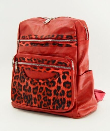 Mochila combinada animal print con bolsillo M0586