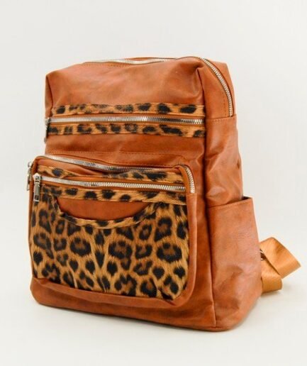 Mochila combinada animal print con bolsillo M0587