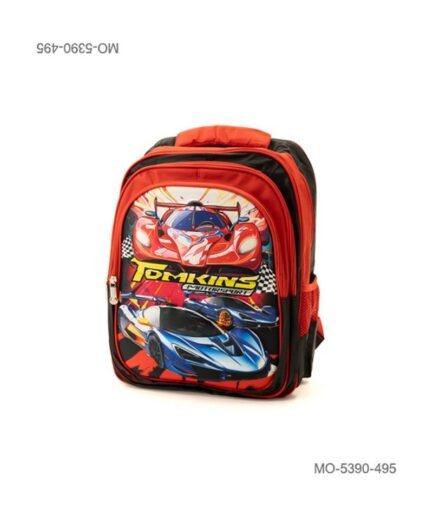 Mochila Escolar Infantil Autos De Carreras Tomkins Con Relieve MO5390