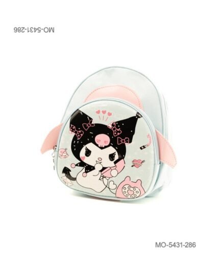 Mochila Escolar Pequeña Kuromi Verde Agua Bolsillo en Relieve MO5431