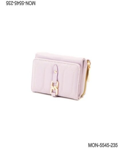 Billetera Corta para Mujer con Cierre y Eslabón Dorado MON5545